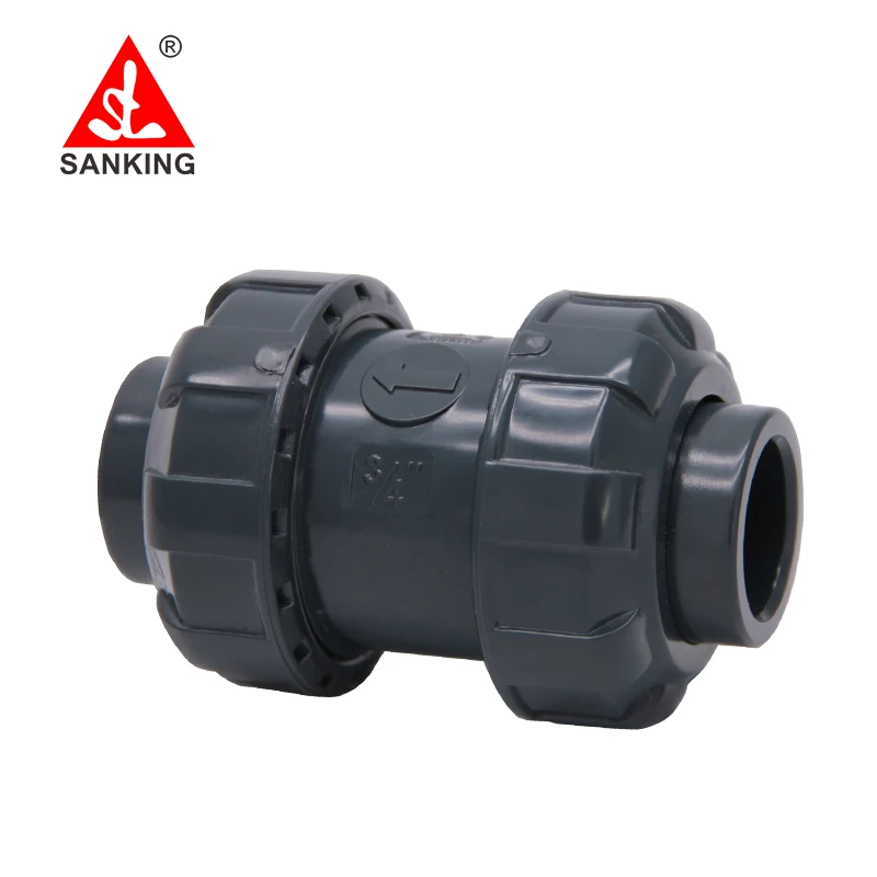 Sanking Quality assurance 20mm-63mm DIN upvc cpvc pvc double union true union farm irrigation check valve