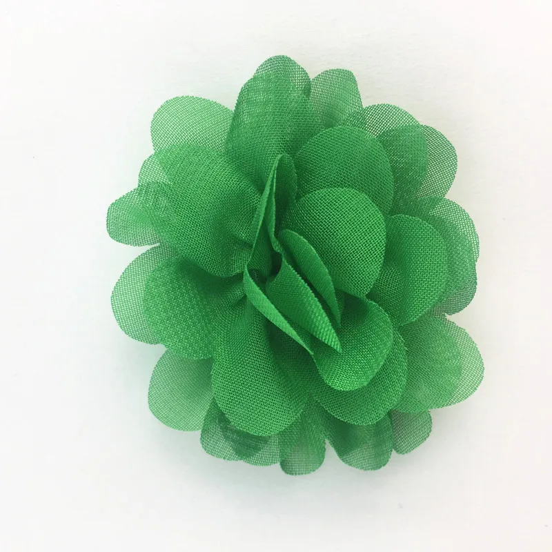 Цветок для волос для девочек, повязки на голову, 2 дюйма, тканевые шифоновые цветы без зажимов, аксессуары для волос для девочек, 30 цветов на выбор