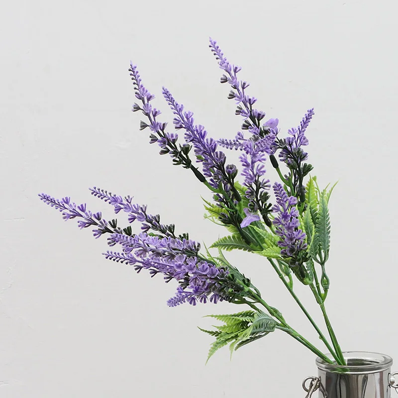 Simple Design Plastic Branches Artificial Purple Lavender Office Desktop Decoration Artificial Flowers