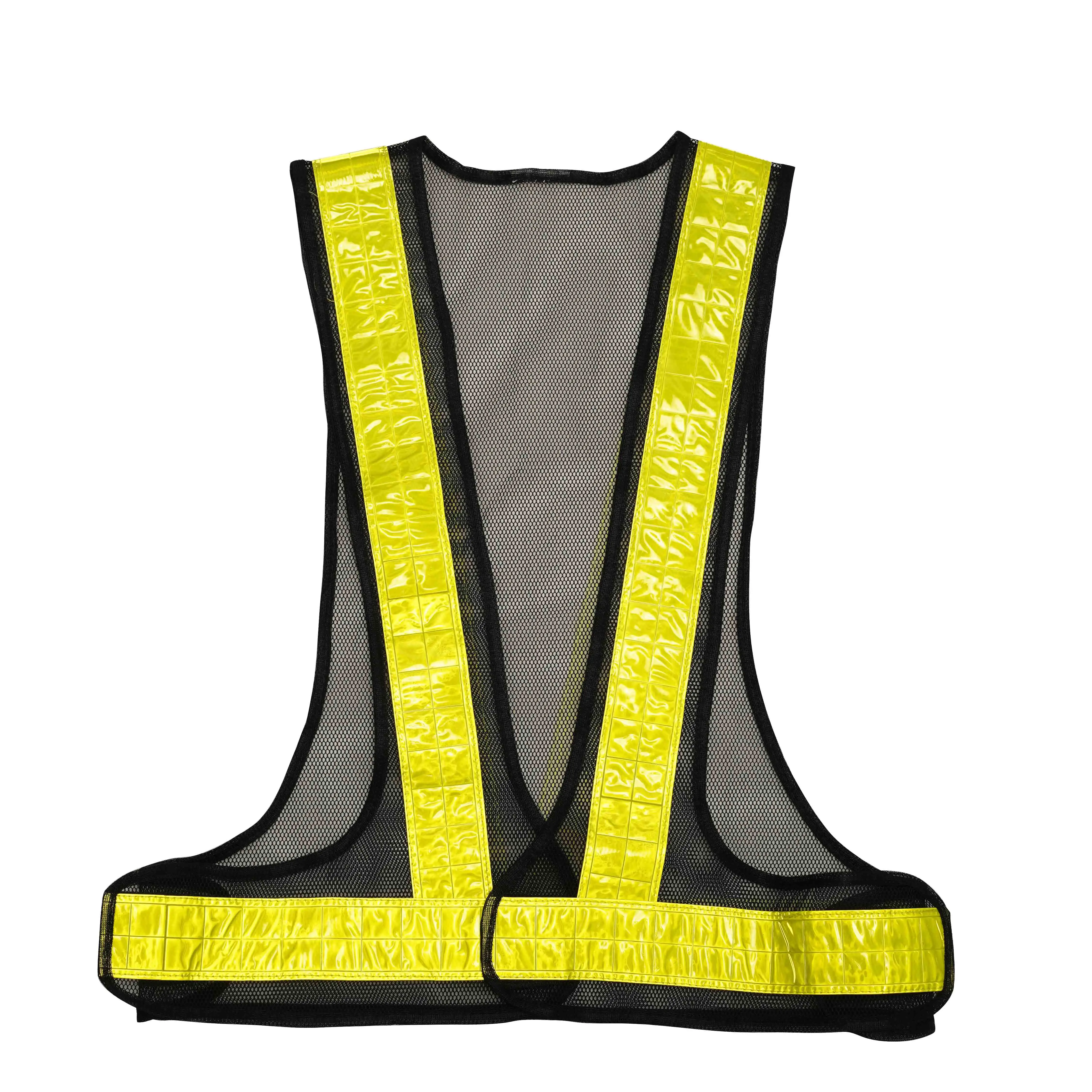 Factory selling V type light mesh PVC tape hook&loop closure reflective safety vest