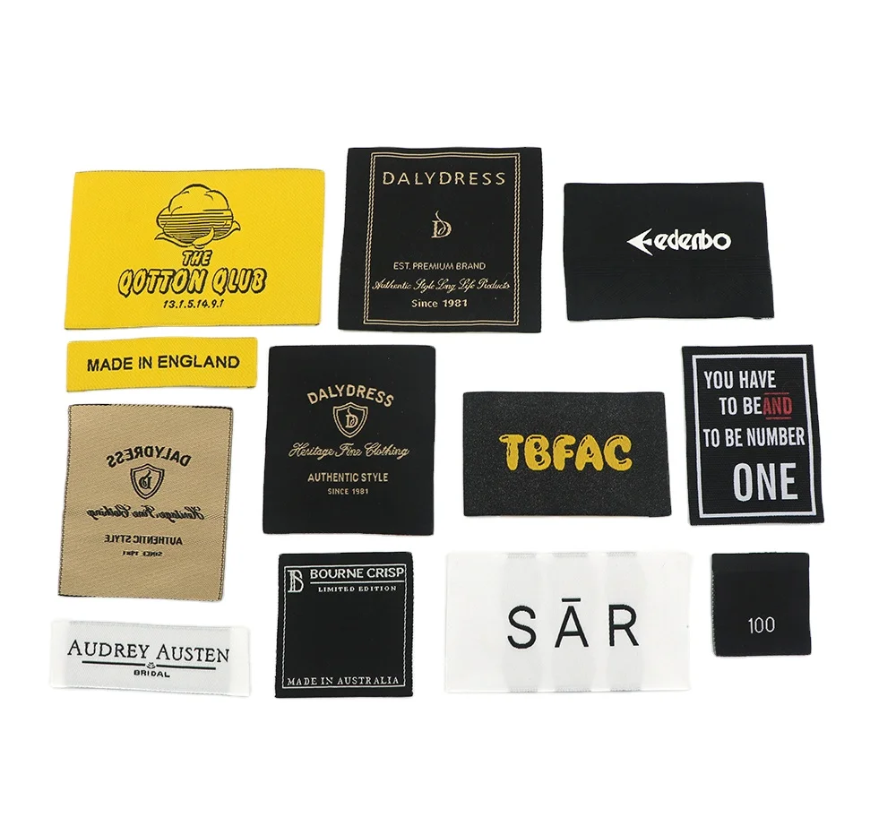 Custom Logo Sewing End Fold Woven Neck Label Tags for Clothing