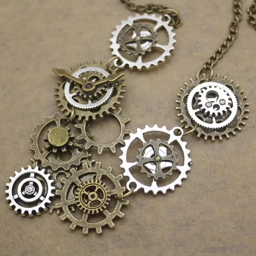 Vintage Personalized Steampunk Gear Pendant Necklace Charm Jewelry Men Women Neck Chain Fashion Street Hip-Hop Accessories