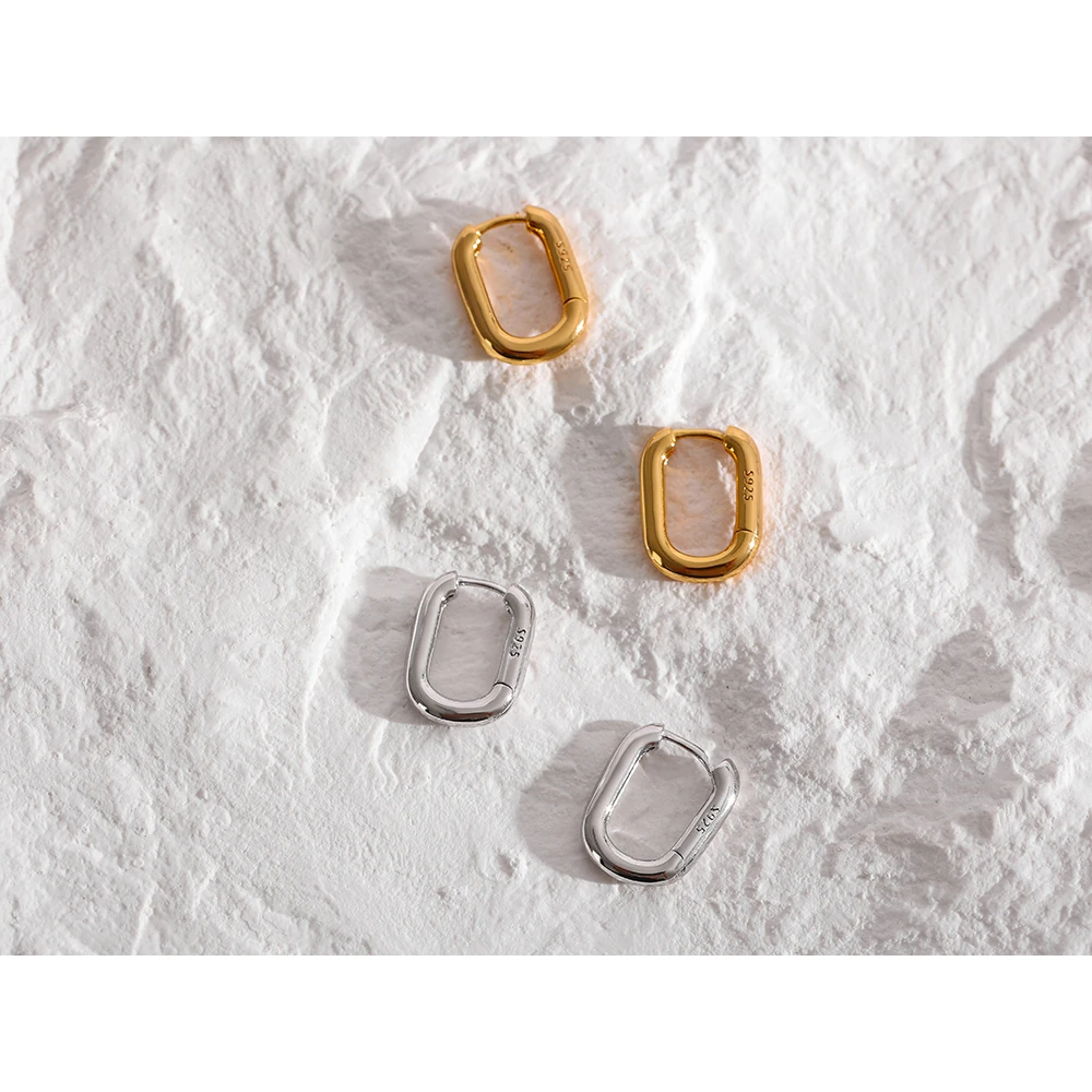 JINYOU Classic Gold Plated Earrings 925 Sterling Silver Jewelry Fashion Hoop Earrings for Women