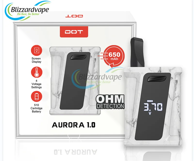 New Products High Quality Auraro Rechargeable 510 Vape Cbd Battery Adjustable Cbd Battery Box 650mah