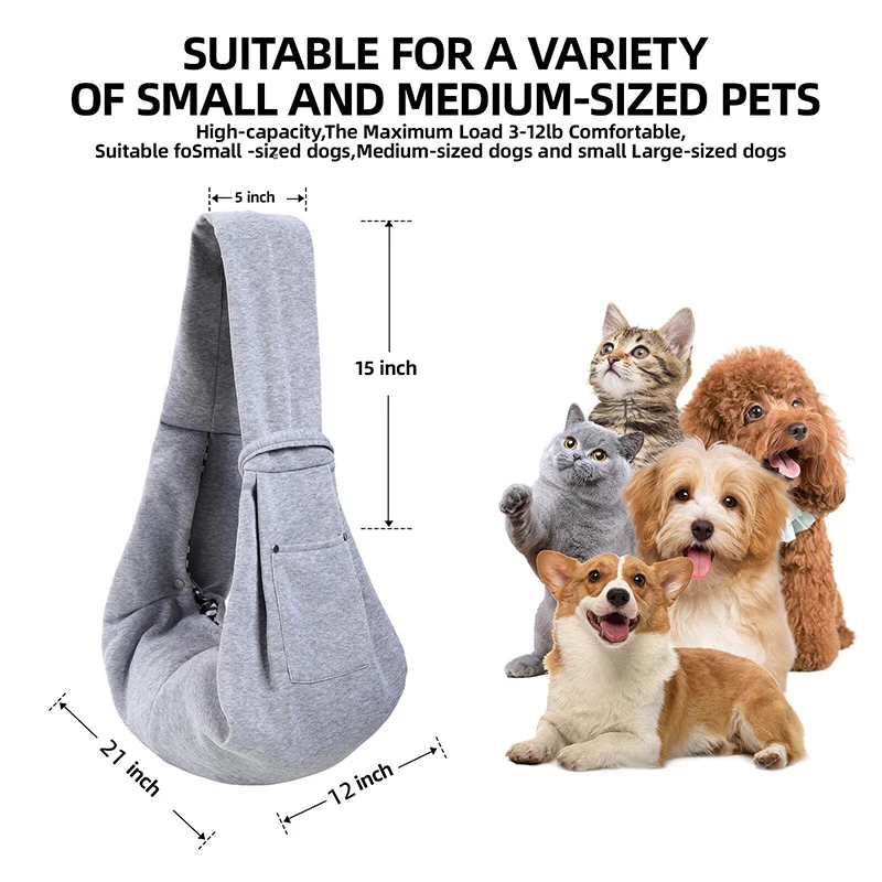 Dog Carrier Sling - Reversible Puppy Carrier Purse with Storage Pocket Dog Sling Carrier for Carry Small Dogs and Cats