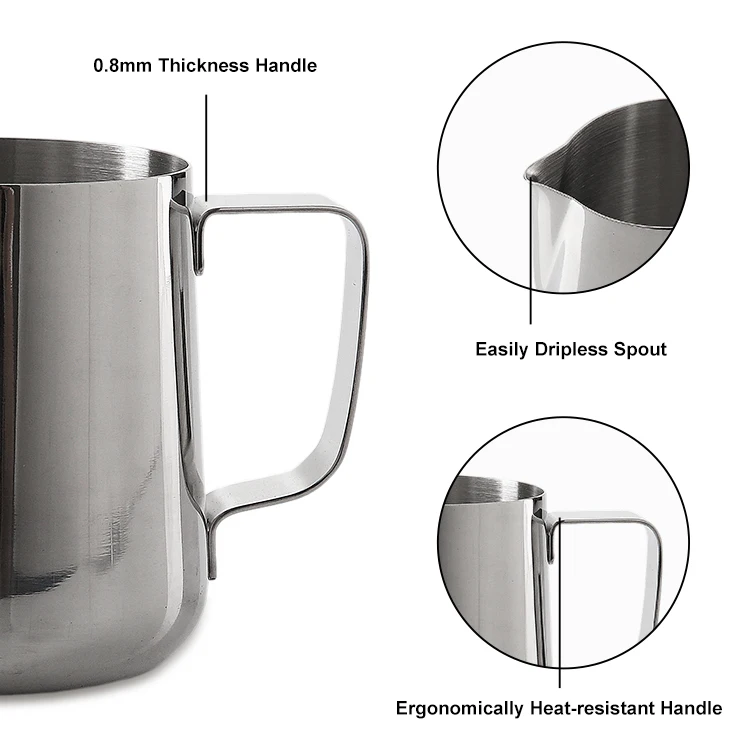 201stainless Steel  with Stenciled Scale Tools Stainless Steel Milk Jug Frothing Cup Coffee Espresso Steaming Milk Pitcher