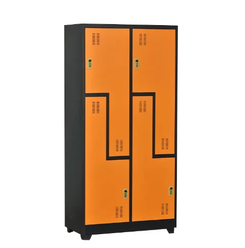 Office Iron Furniture Orange Color 4 door and 2 section Steel Material Z Shape Multi-used Storage Metal Filing Cabinet