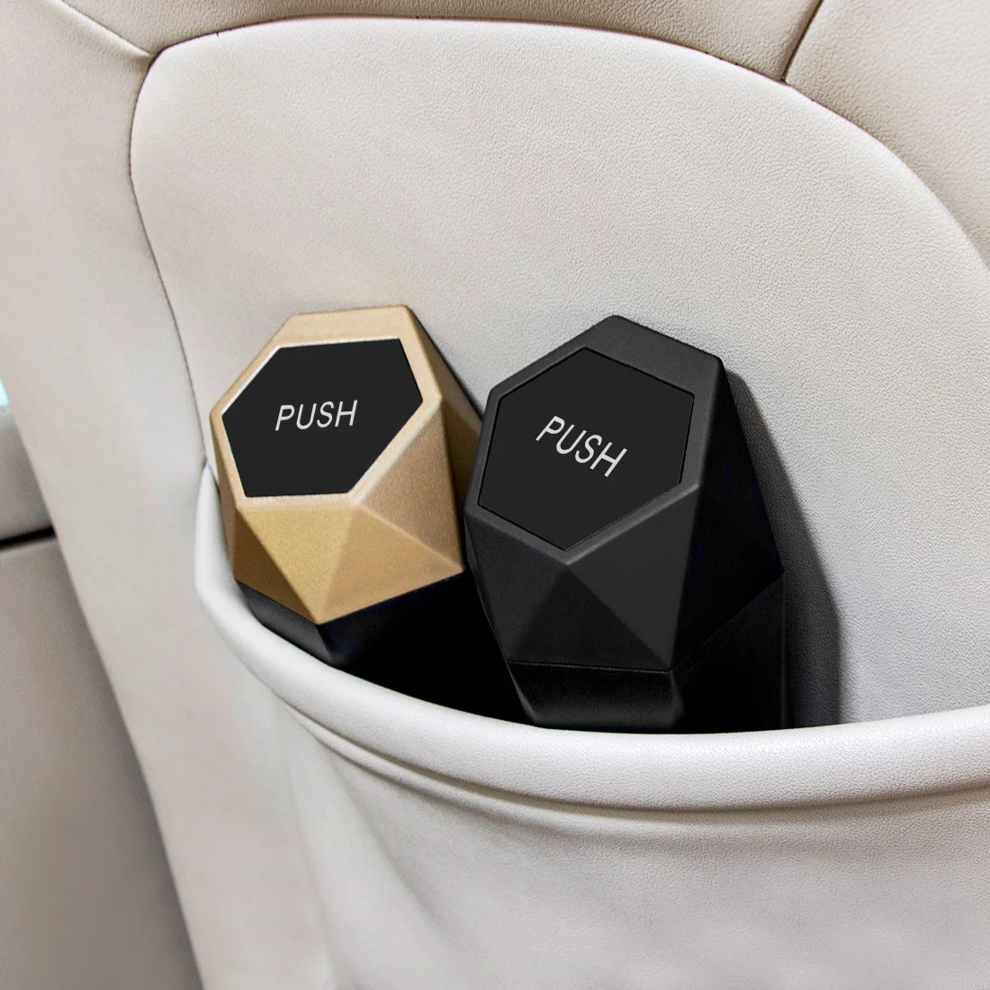 OEM LOGO Diamond Shape Plastic Mini Office Home Auto Car Trash Garbage Car Trash Can With Lid For Console Cup Holder Organizer