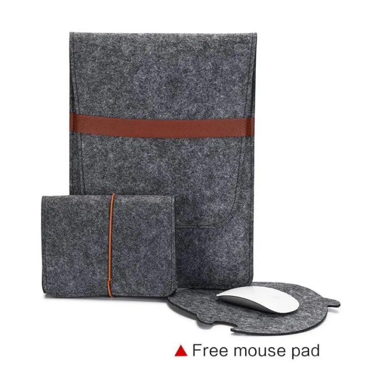 Felt Sleeve Protective Laptop Case for 16 Inch with Small Felt Accessory Bag Dark Gray