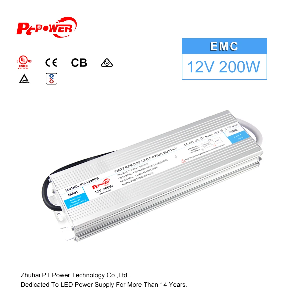 IP67 Led Driver 12V 200W Constant Voltage LED Power Supply for Home Lighting Strip Light