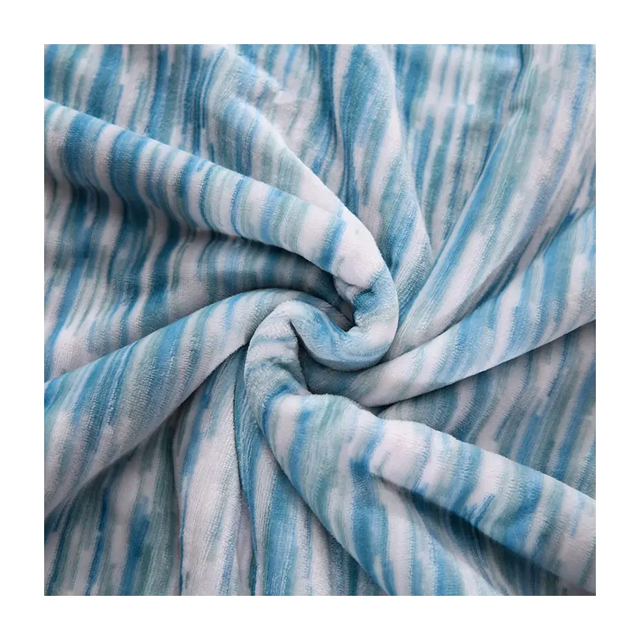 Double Sided Print Fabric Double Layer Flannel Fleece Blanket