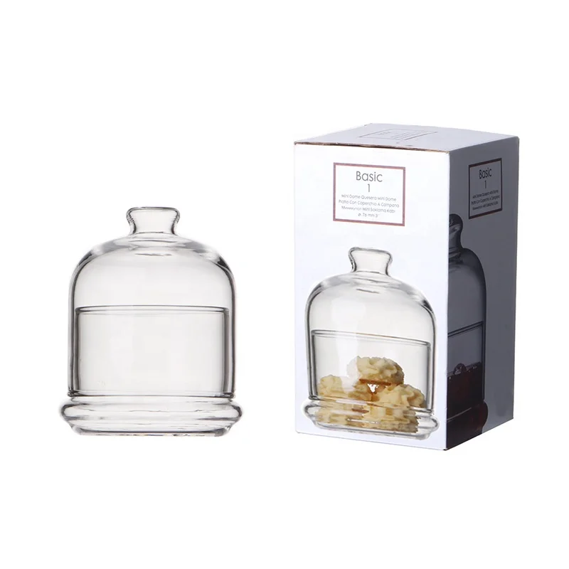 Blown Clear Glass Domes with Black Base for Wedding Gift Middle Glass Cloche House Decoration