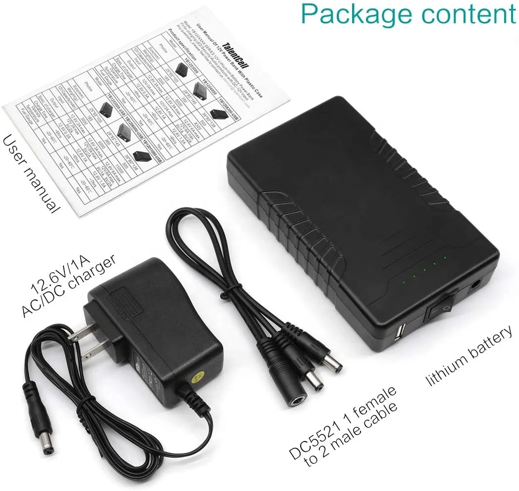 12V 6000mAh Lithium Ion Battery 5V 12000mAh Power Bank For Led Light