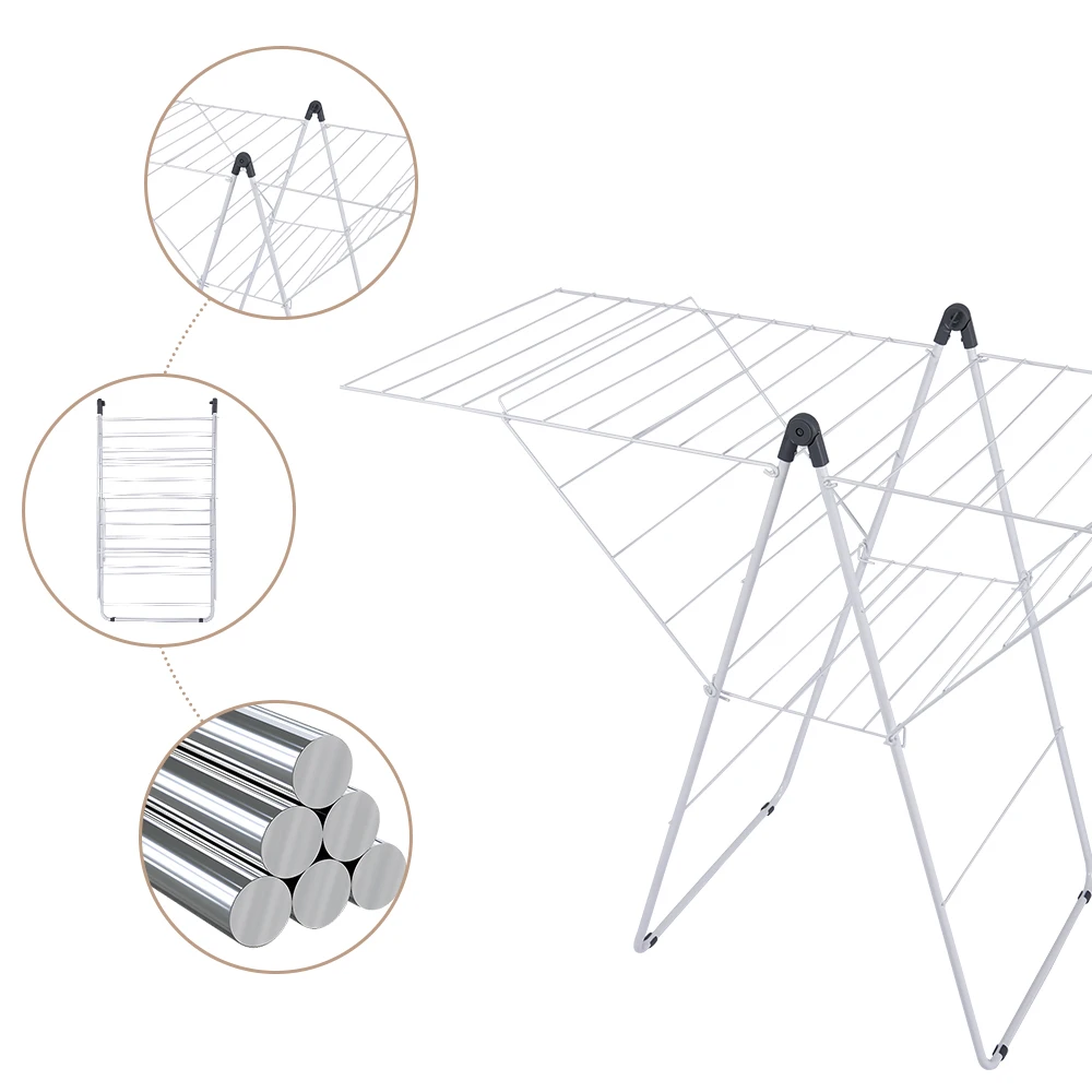 Factory Direct Winged Airer Folding Laundry Clothes Dryer Protabl Foldable Laundry Drying Rack For Air Drying Clothing