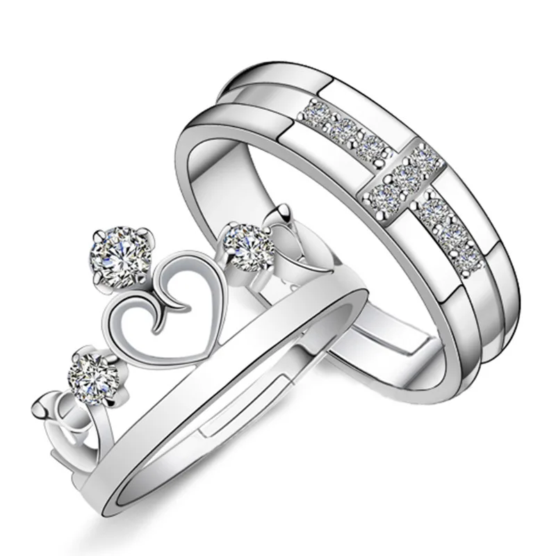 Комплект обещаний Anillo De Corona обручальное кольцо с регулируемым крестом и сердцем украшенное короной бриллиантами для свадьбы
