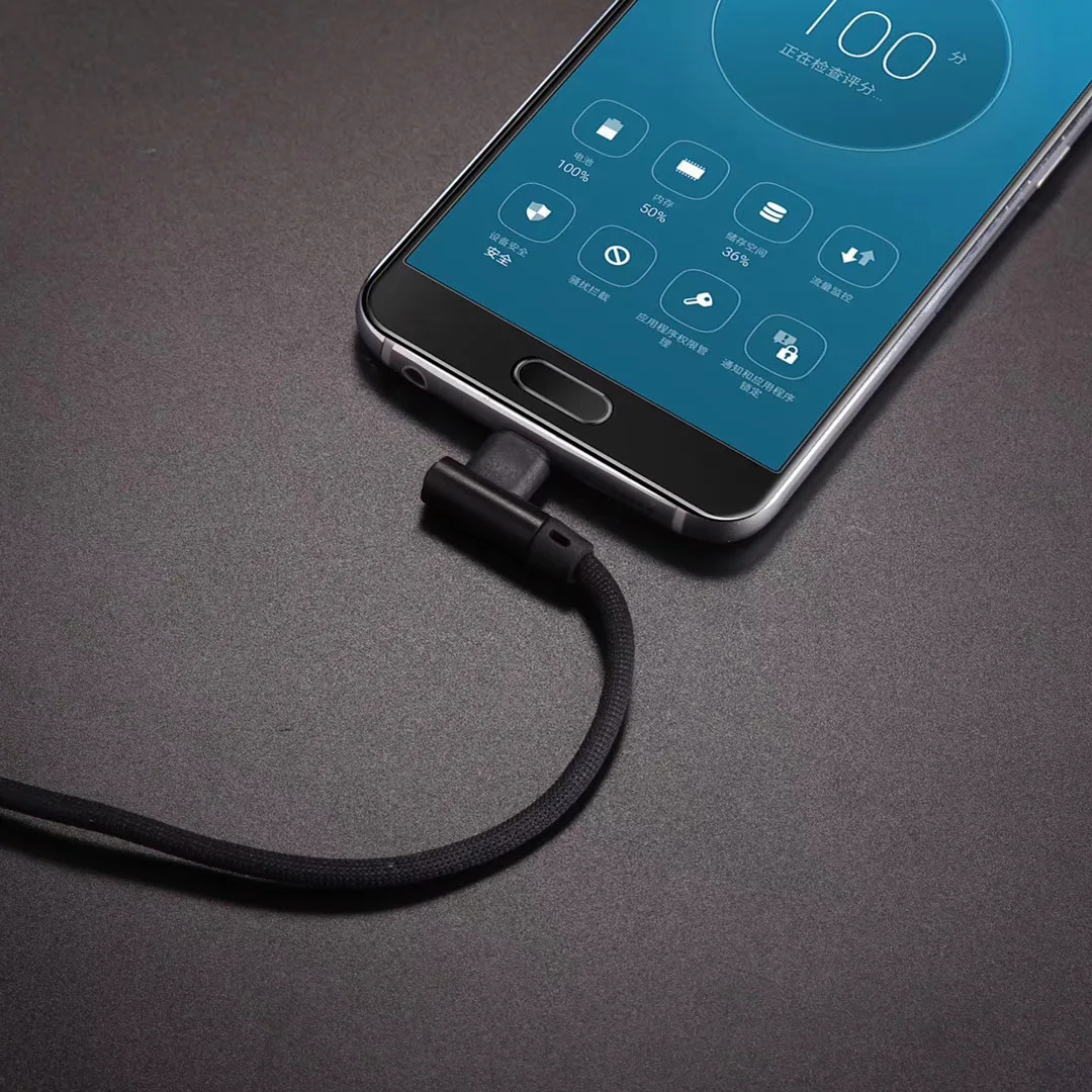1m 3 feet cloth Braided micro v8 android 90 degree single right Angle bend Charger Cord usb data  power cable