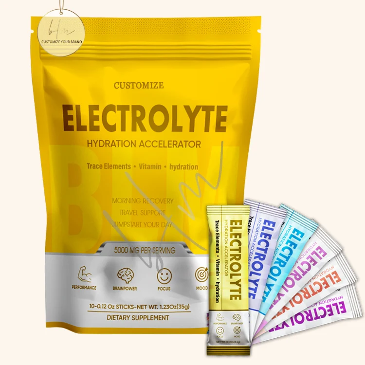 Custom Flavors Electrolyte Liquid Sachets Multiplier Stick Prime Hydration Drink Mix Powder Packets