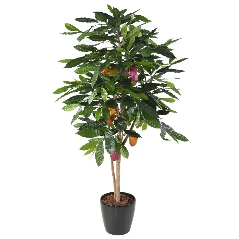 Home Decor Tropical Tree Artificial Cocoa Pods Fruit Trees Plastic Pods Tree Real Wood Plant