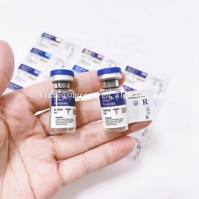 Free design custom holographic brand 2ml 3ml vial peptide label