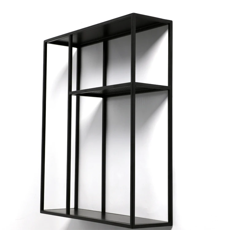 First class quality modern functional black metal storage wall shelf
