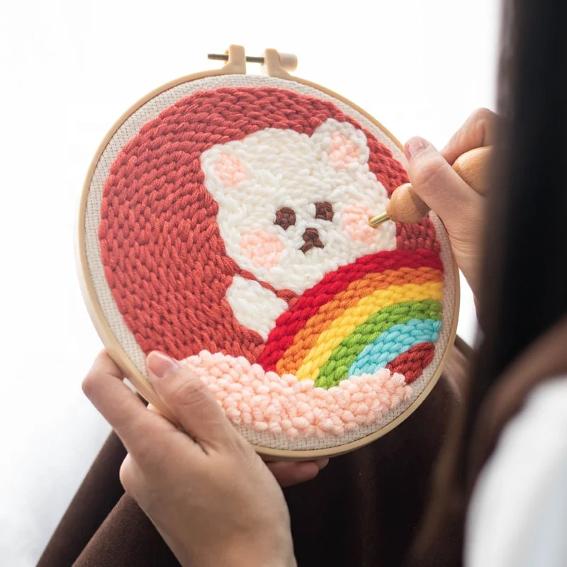 
factory price embroidery kit diy punch needle set 