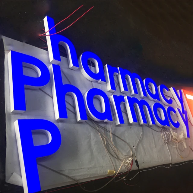 Company Aluminum illumination rimless led Letters Signs customized shop frontlit outdoor acryl letter custom 3d sign signage