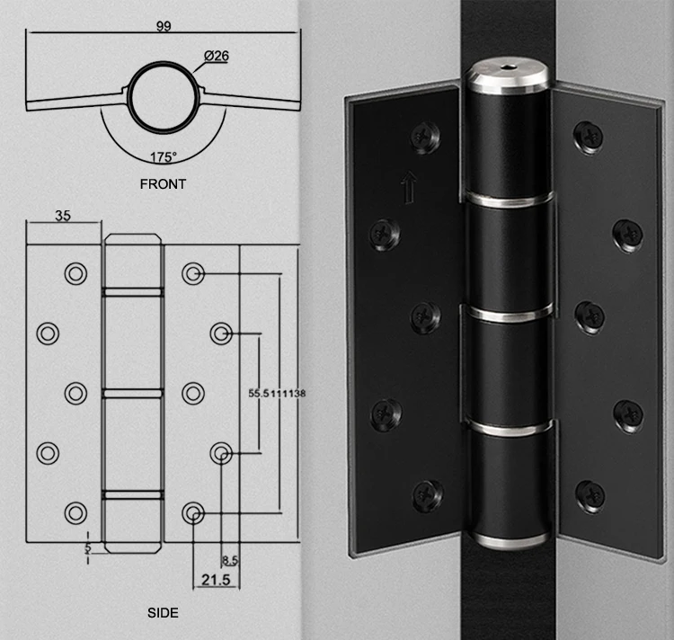 
Keep Silent stainless Steel Hydraulic Automatic Soft Closing E-type Door Hinges with Damping Buffer Function 
