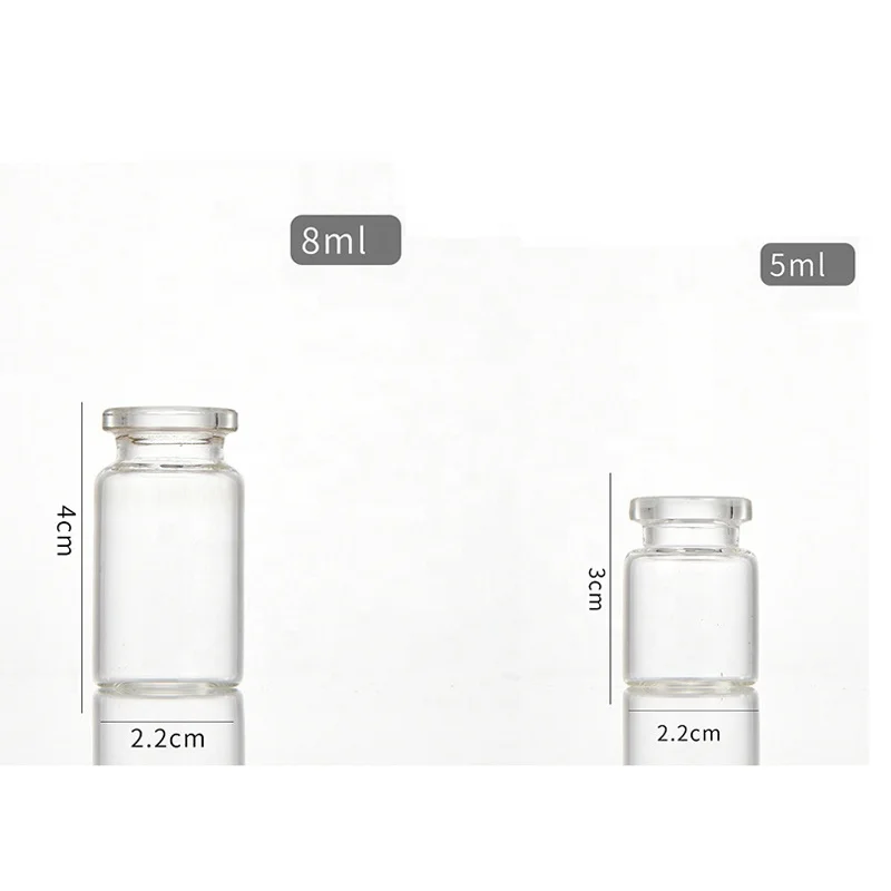 Wholesale Cosmetic Packaging 5ml 8ml 10ml Glass Penicillin Bottle 15ml 20ml Transparent Glass Vials with Butyl Rubber