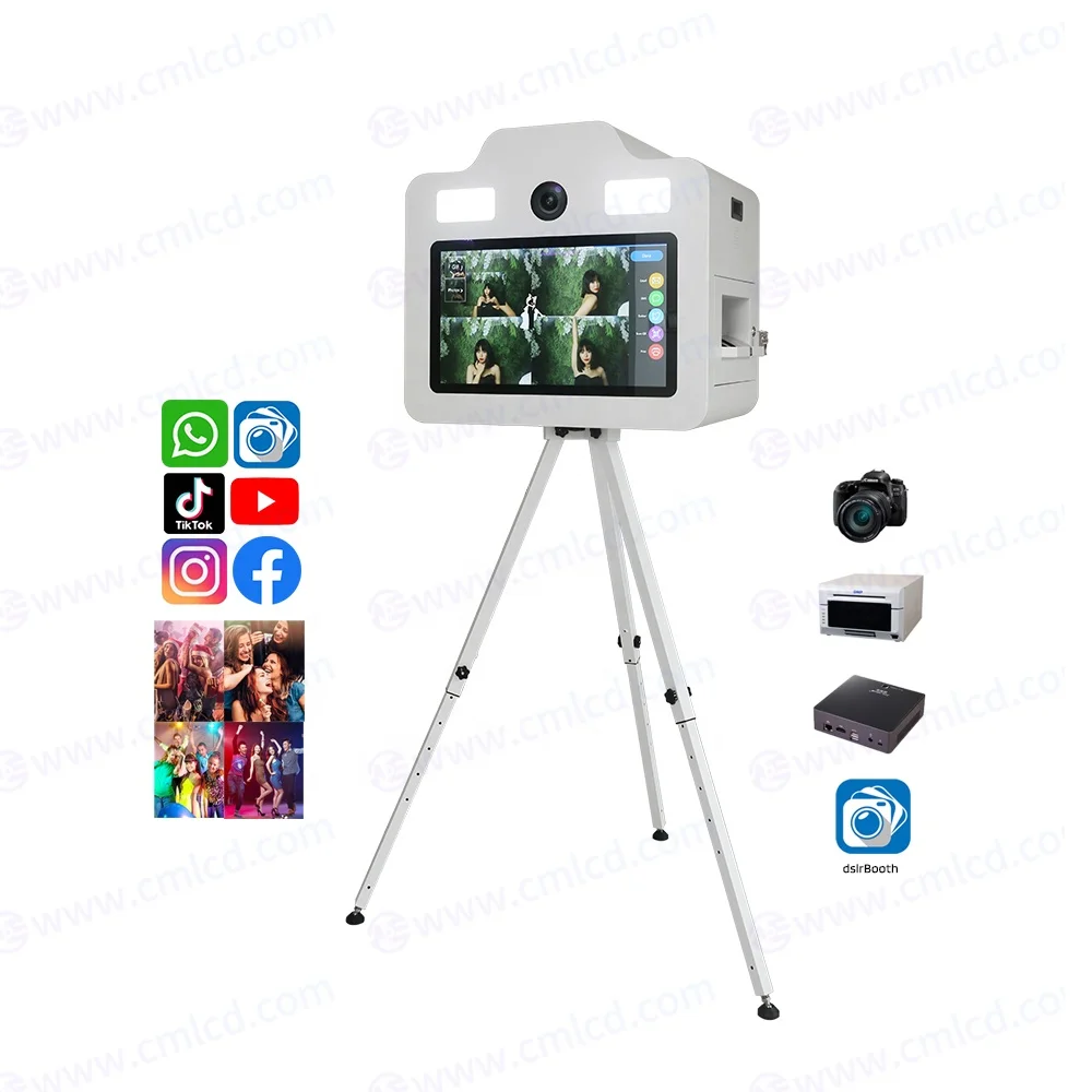 photobooth box with camera and printer 21.5 inch LCD touch screen monitor wedding events instant print kiosk photo booth machine