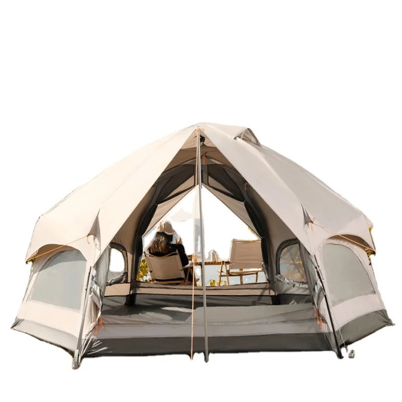 Luxury automatic pop up tent waterproof outdoor double layer mushroom glamping tent large family camping tent