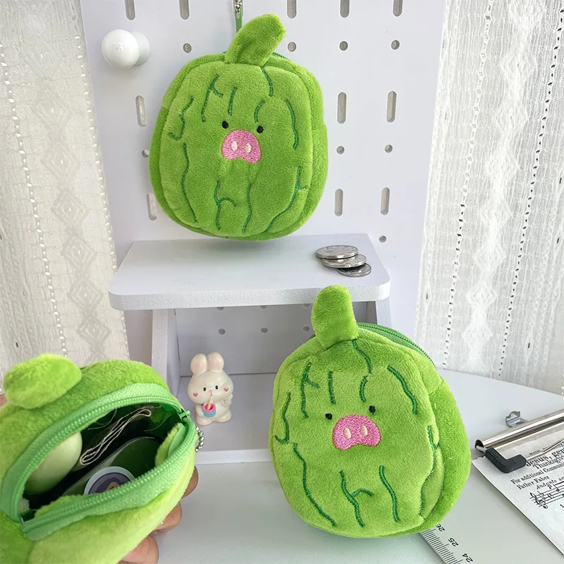 Cute and Creative Bitter gourd Plush Pendant Wallet Doll Bag Hanging Accessories Storage Small Bag Wholesale