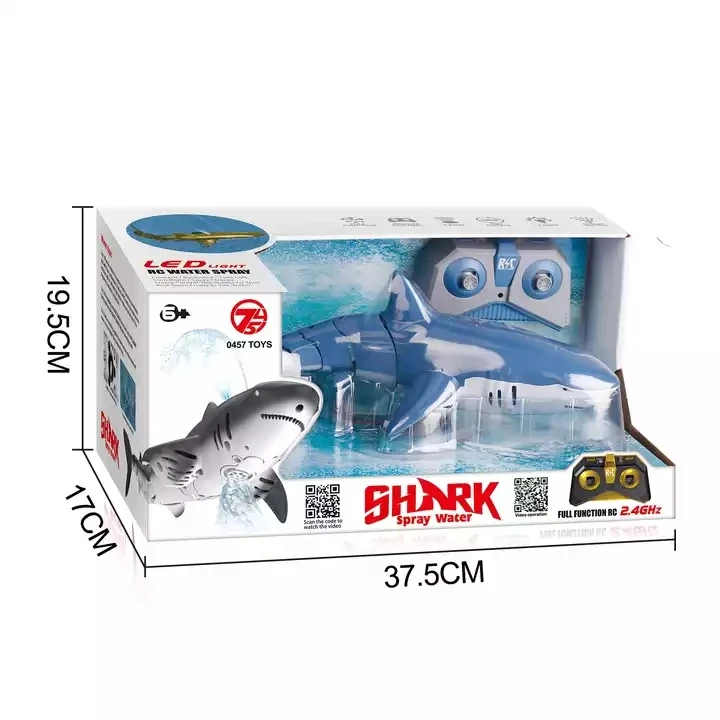 Wholesale Popular 2.4g Simulation Spray Shark With Jet Water Swimming Fish Animal Toy Hobby Remote Control Rc for Kids Rc Shark