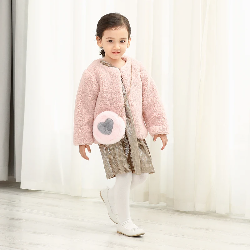 
Fashion new design fluffy fleece faux fur baby winter girl jackets coat 