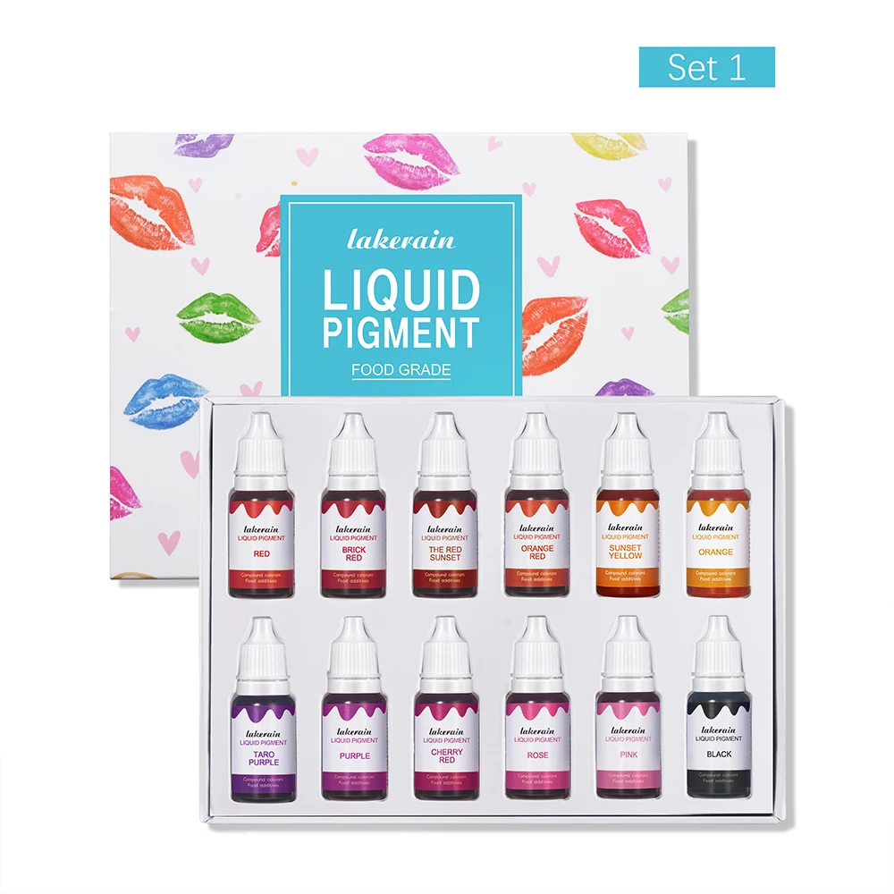 2020 New Arrival Lakerain 24 Cool and Warm Colors 12 Bottles a Set Food Additives Pigment for Lip Gloss