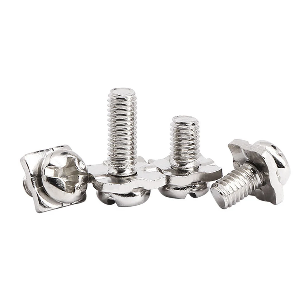 Nickel-plated cross round head two combinations of flat-tailed bolts with pan head screws terminal M3M3.5M4 four-way pads
