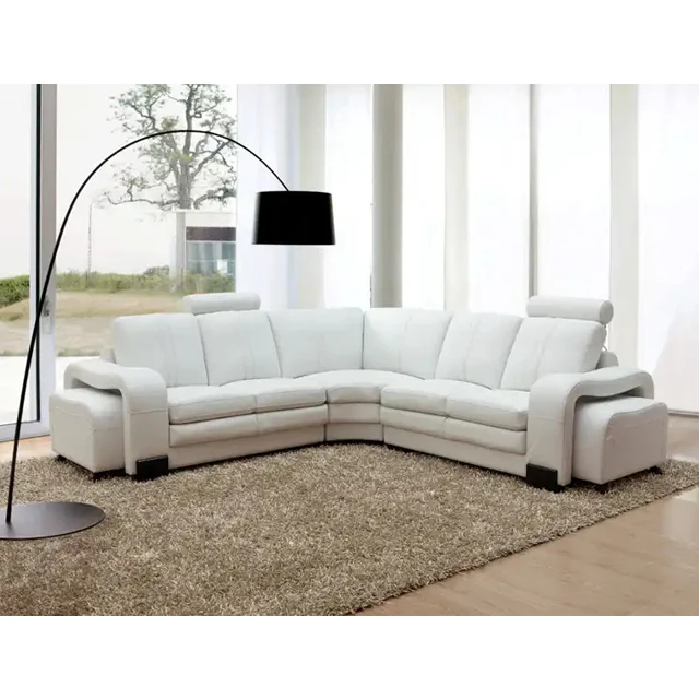 Modern Luxury Villa Sofa Sectional Leather Couch Corner Modular White Leather Living Room Sofa Sets