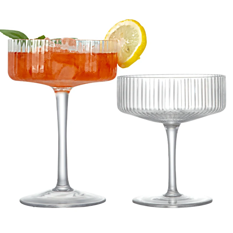 High quality crystal lead free glass Vintage Cocktail Coupe Glasses Set bar ware glass cup Champagne glasses Martini Glass