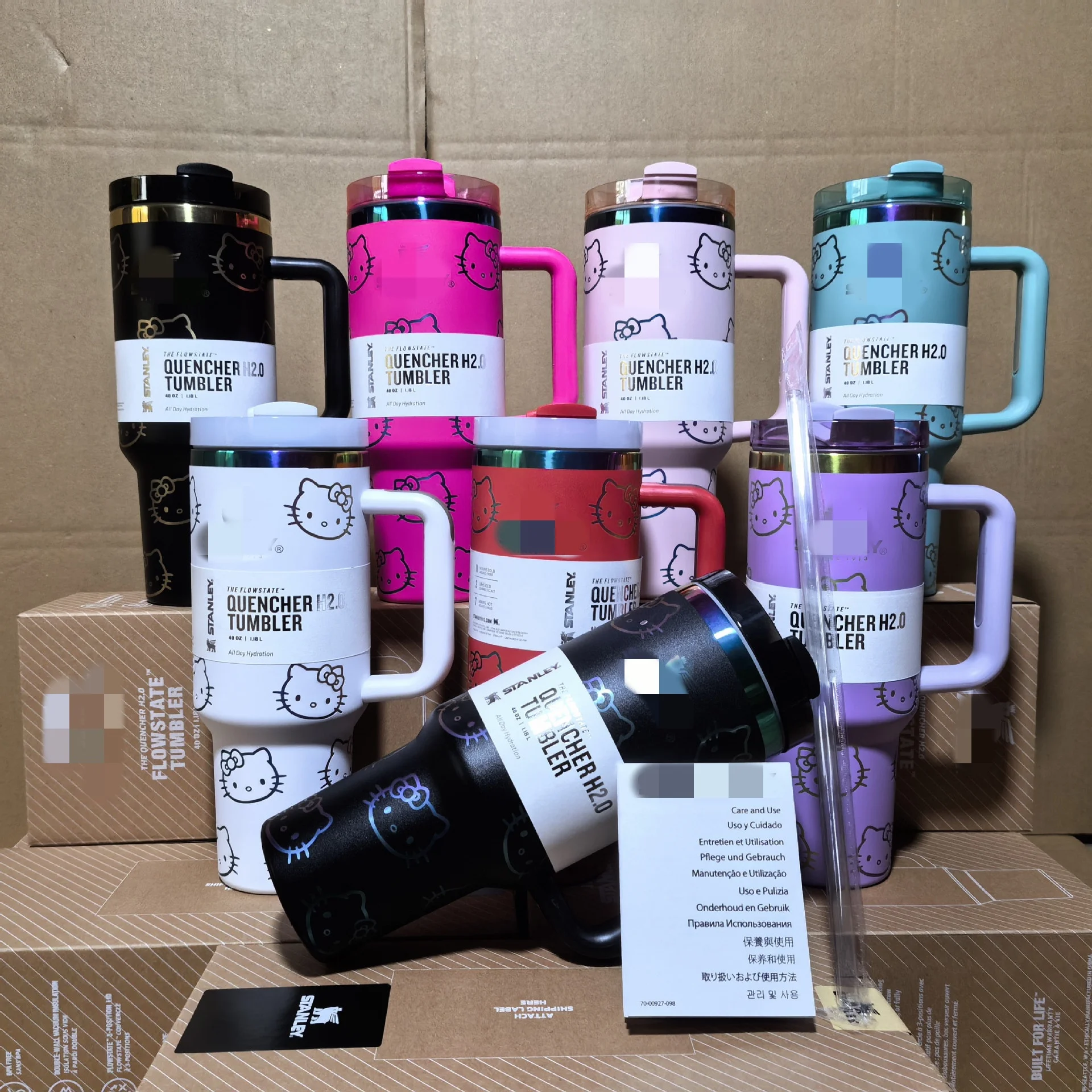 Hot Sale 40oz KT Cat Thermos Cup Creative Stainless Steel Double Layer Vacuum Mug Water Cup Handle Ice Master Car Mug