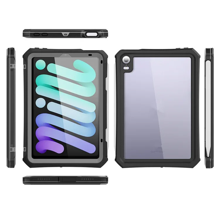 360 full protective ip68 waterproof shockproof holder bracket tablet transparent cover case for ipad mini 6 8.3 inch