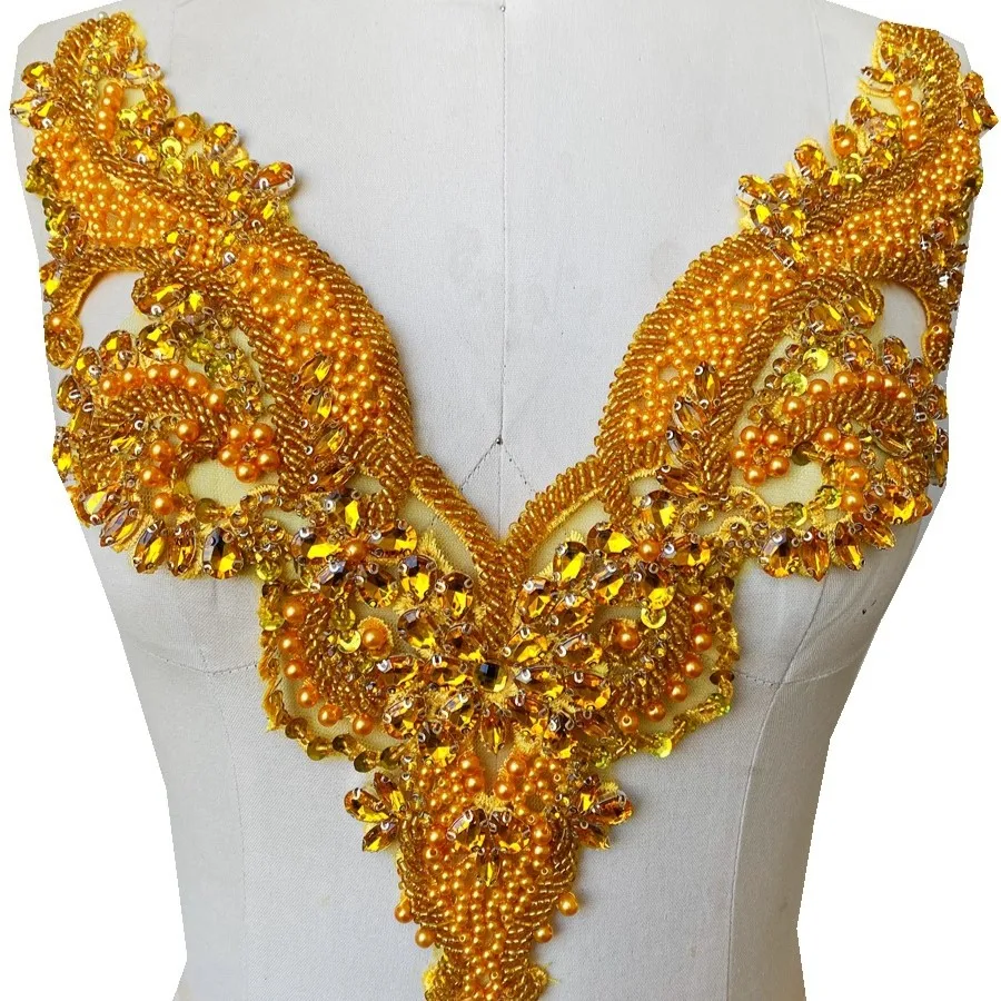 Bridal Wedding Panel Rhinestone Bodice Patch  Mult Color Crystal Appliques for Wedding Dresses