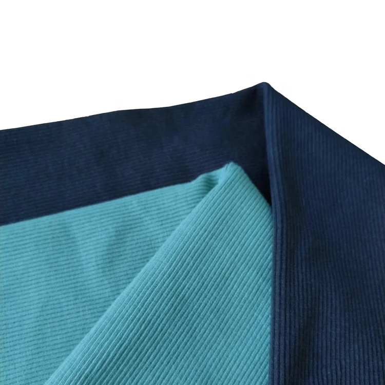 
Hot sale cotton spandex fabric knit plain 2*2 rib fabric stretch spandex fabric for garment 
