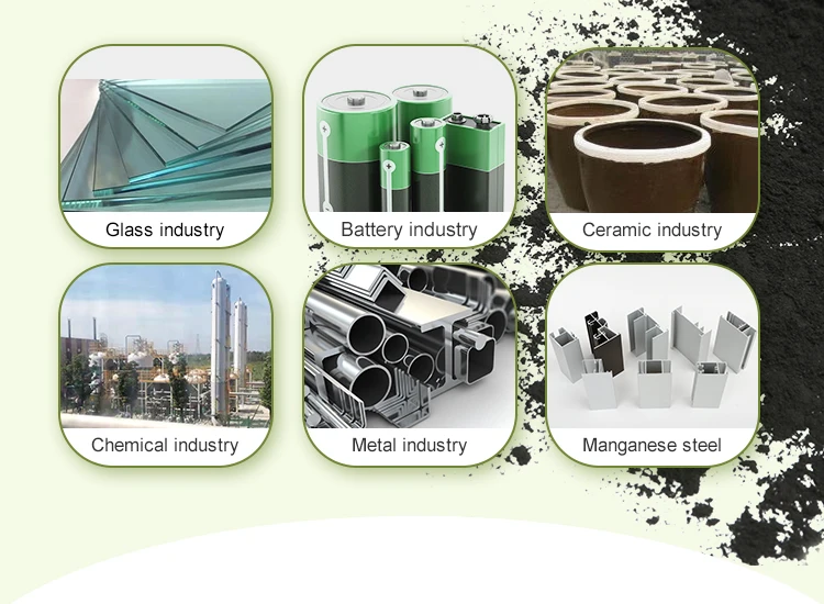 CAS NO 1313-13-9 Glass industry decolorizing agent   Manganese Dioxide Powder  100-200 mesh MnO2  75%