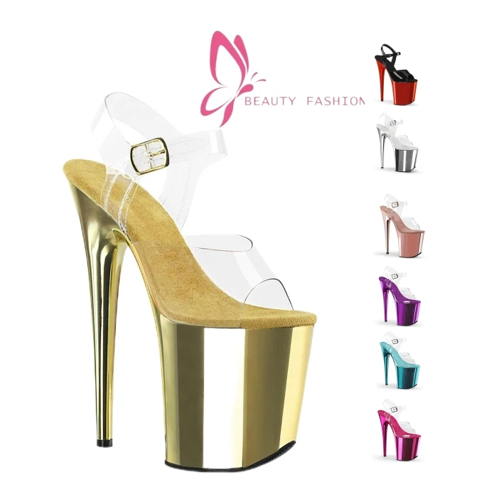 20Cm Super High 2024 New  Casual Sexy Ladies Party Wear Exotic Dance Clear Transparent Platform Shoes Stripper Heels