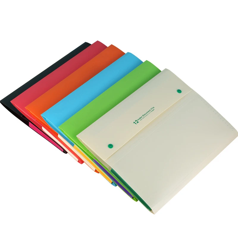 Plastic File Folder Decorative Expanding File Folders Accordion Document Organizer with Labels and Snap Button Closure