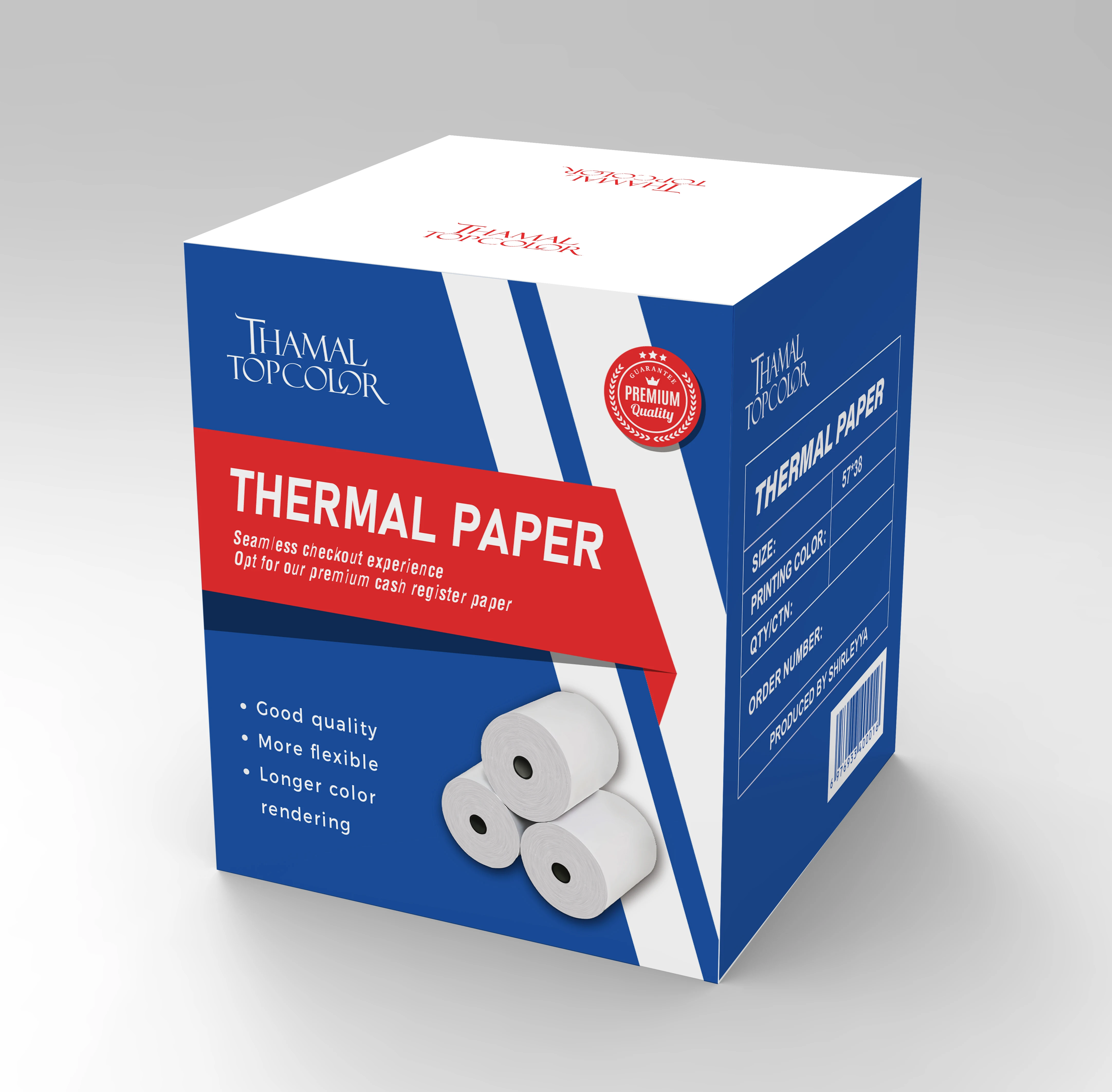 THAMAL TOPCOLOR Thermal printer paper 80mm 57mm bill cashier paper printing 80X80 57X40 till roll pos atm 3 1/8 x 230 receipt