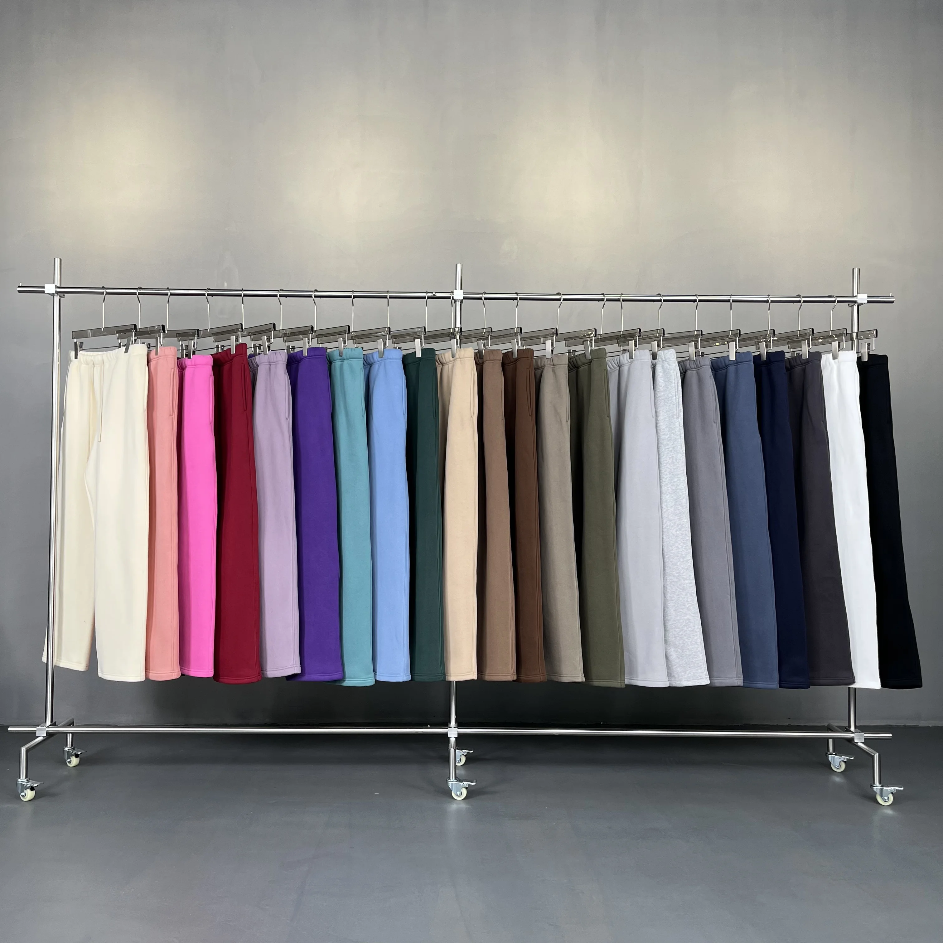 Hot Selling Men Soild Color Acid Wash Heavyweight 350GSM Thick Cotton Custom Baggy Straight Leg Drawstring Sweatpants