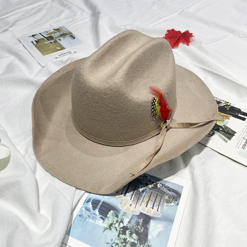 Factory Wholesale 100% Australian Wool Cowboy Hat with Ribbon