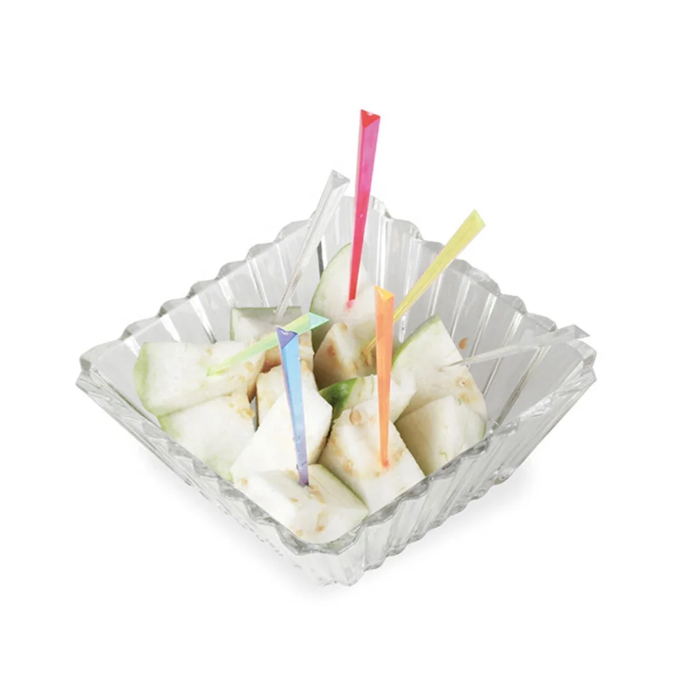 Hotel Supplies Food Grade 9 cm Triangular Plastic Fruit Skewers