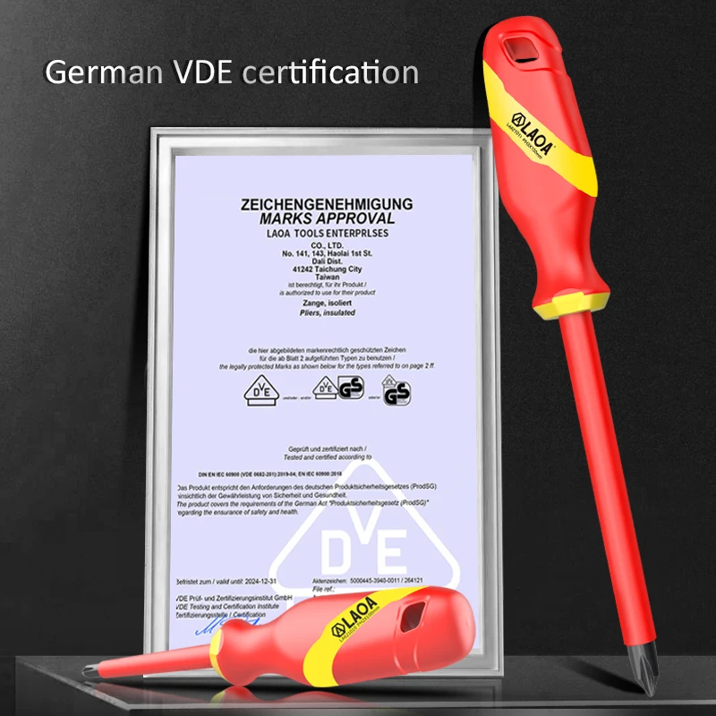 Набор изолированных отверток LAOA 8 шт., домашний инструмент для электромонтажа, изоляционный ток, плоская отвертка электрика