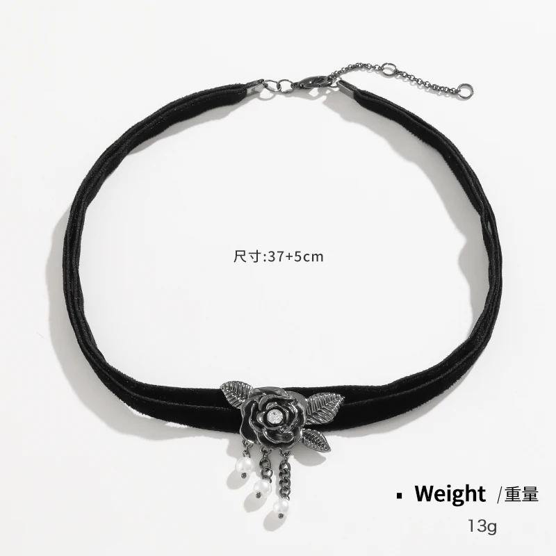 Original Design Vintage Black Romantic Women double layer black velvet choker Rose flower choker Necklace Wholesale